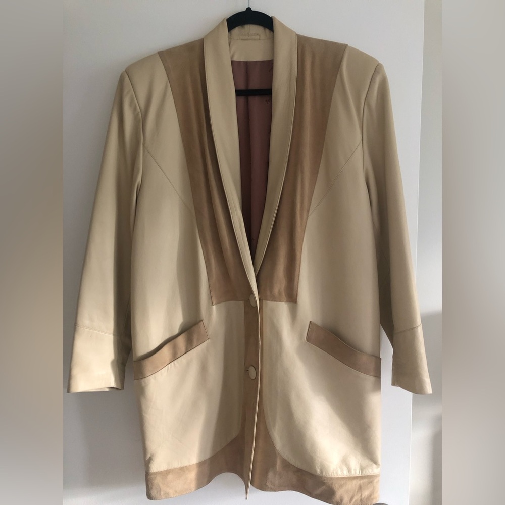 Vintage Yves St. Laurent Cream Genuine Leather Jacket